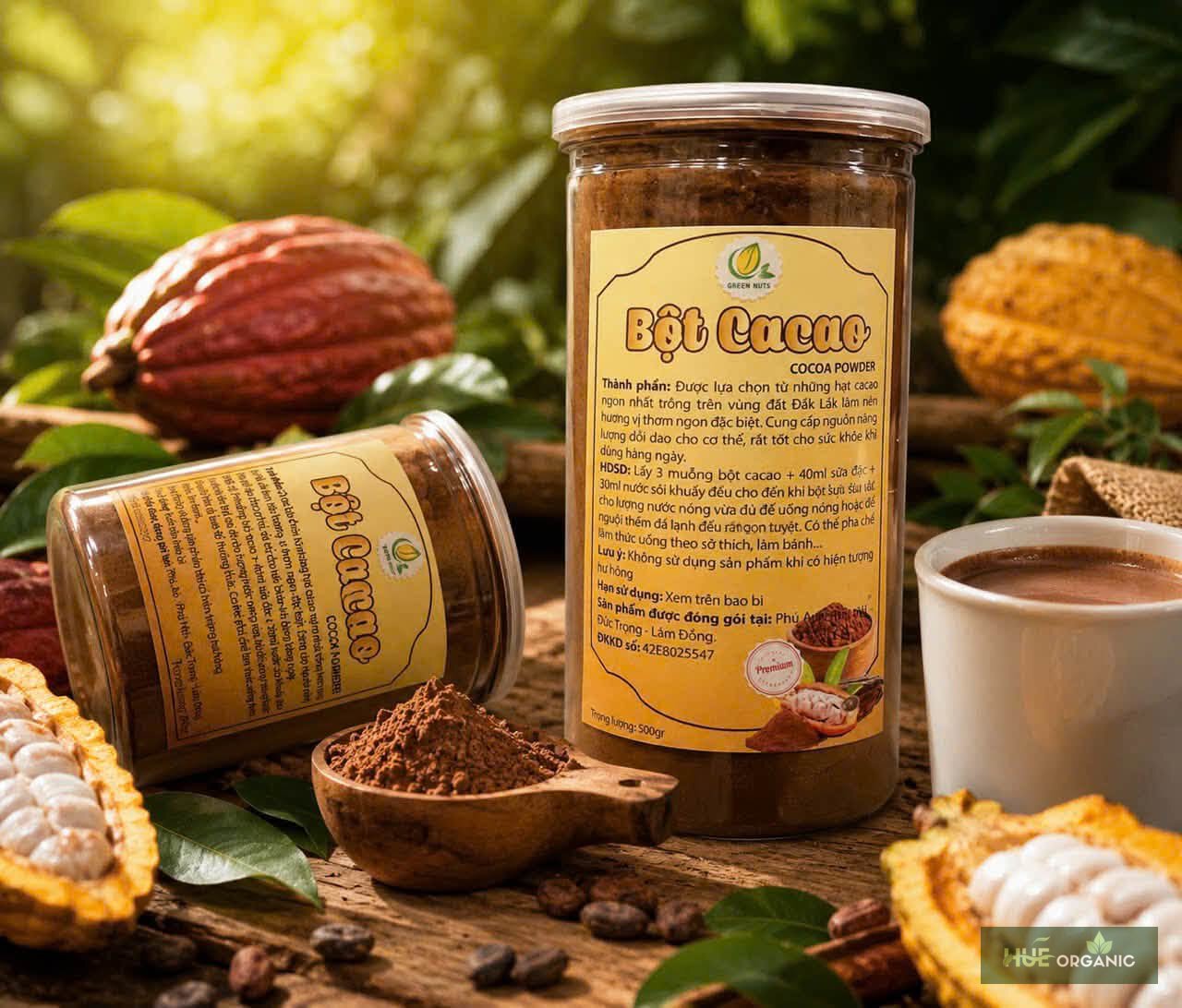 Bột Cacao Nguyên Chất Đắk Lắk Hũ 500g