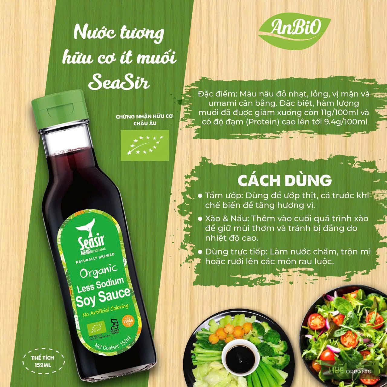 Nước Tương Hữu Cơ Ít Muối SeaSir 152ml